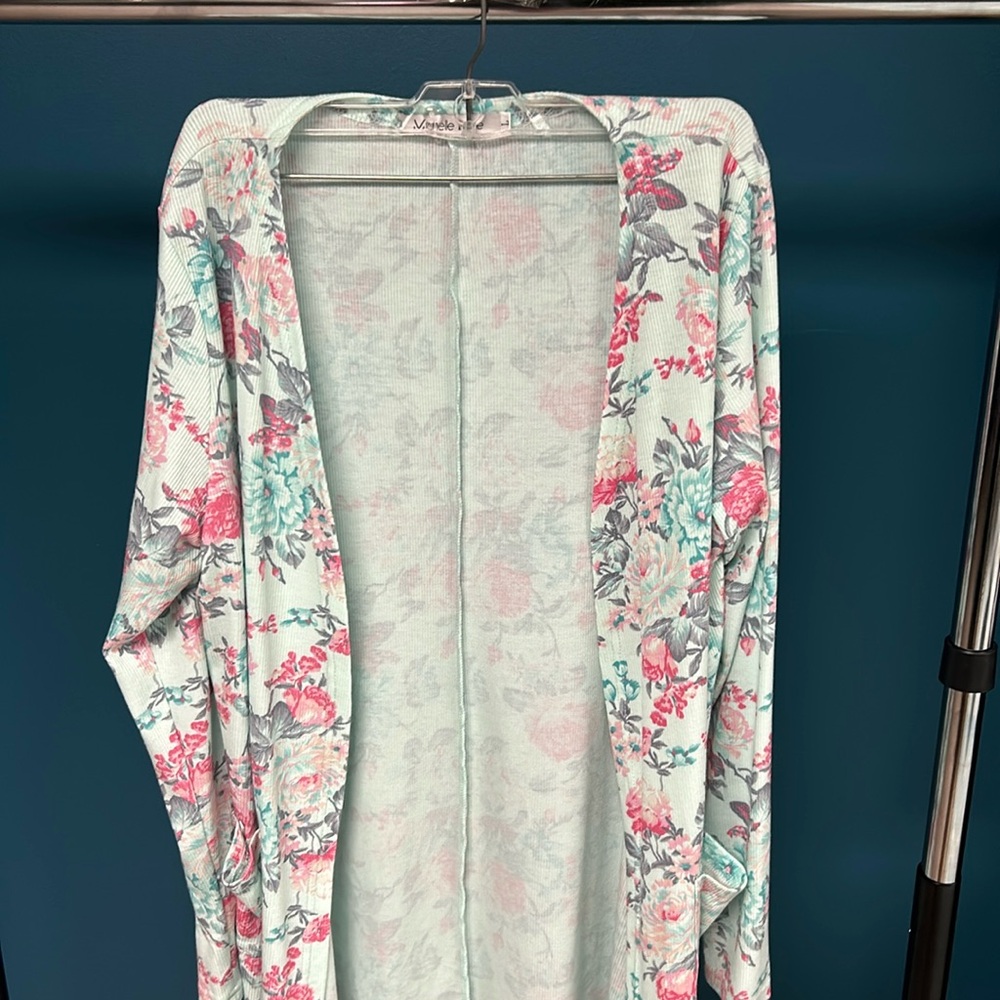 Michelle Mae Open Front Floral Cardigan with Pockets